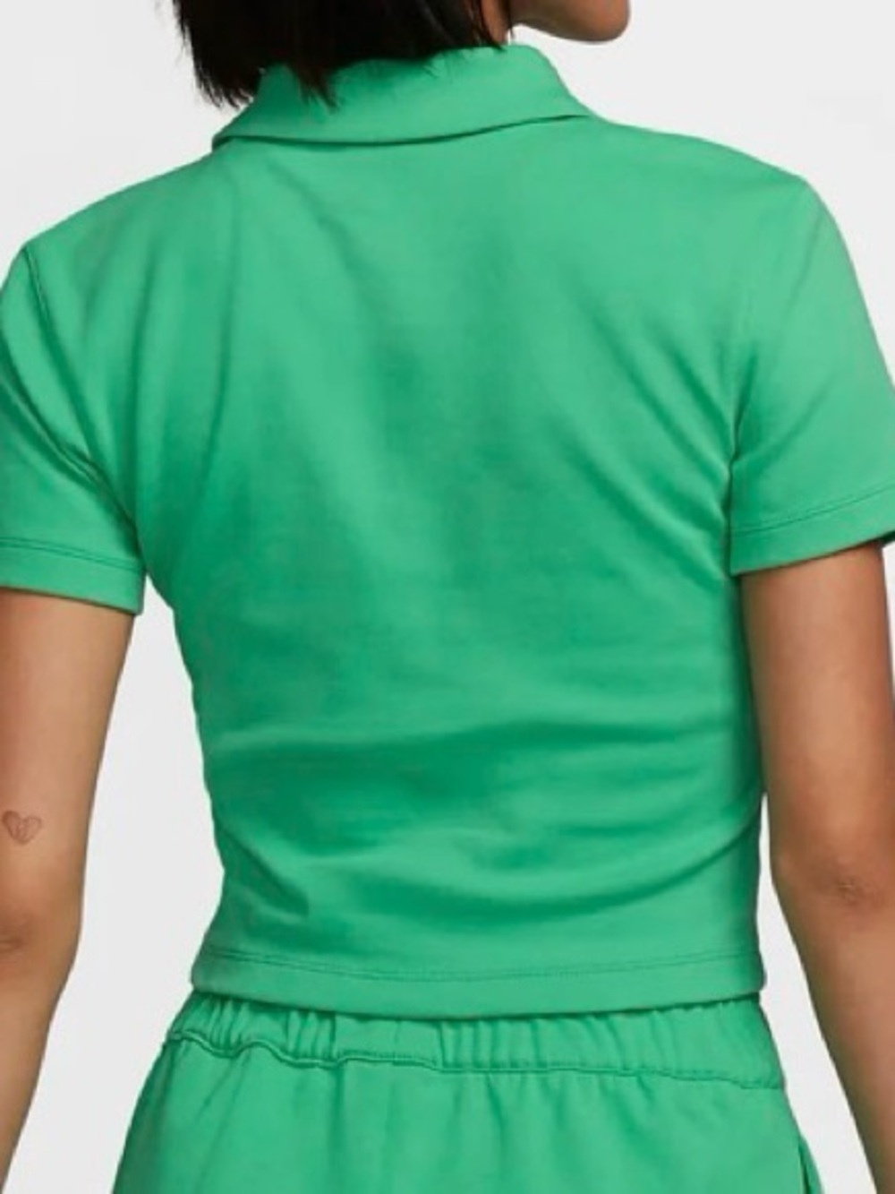 Nike Green Cropped Polo Top with Swoosh - Picture 2 of 6